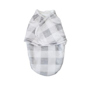 Blankets & Beyond Plush Swaddle Blanket Sleeping Bag White & Gray Plaid